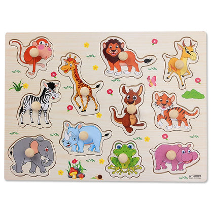 Jungle themed wood block puzzle featuring activity puzzle