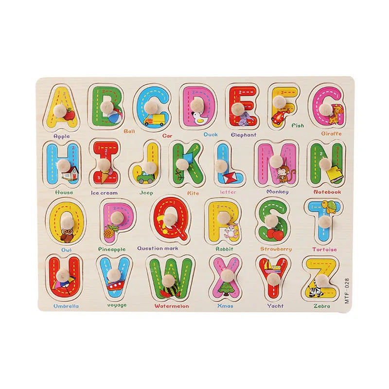 Letters and nails themed wood block puzzle featuring montessori toys for 3 year olds uk