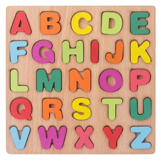 Letters themed wood block puzzle featuring numbers puzzle