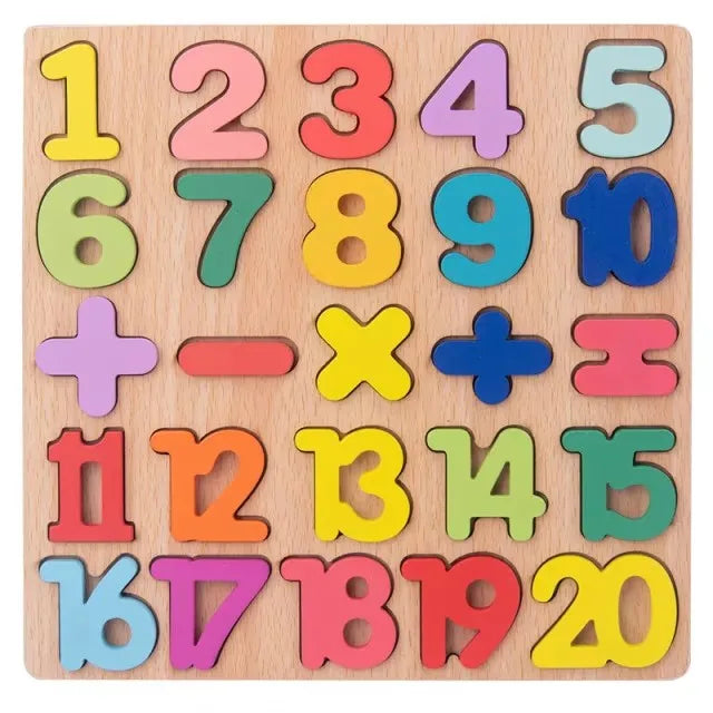 Number nails themed wood block puzzle featuring activity puzzle