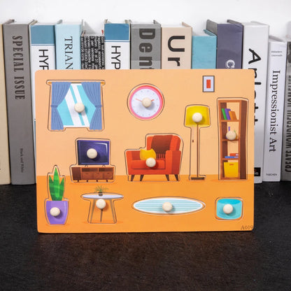 House themed wood block puzzle featuring dinosaurs puzzles games