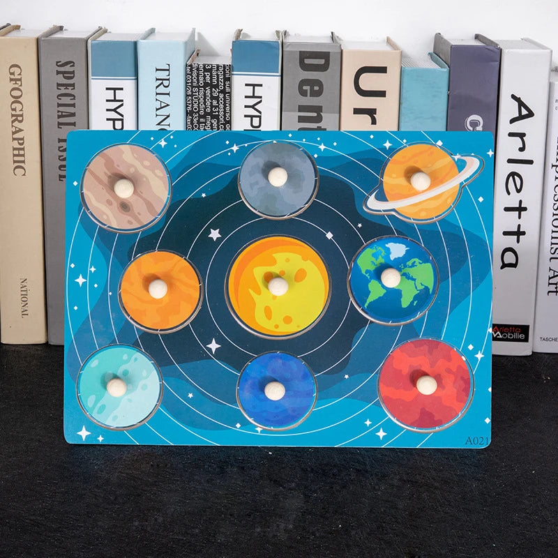 Space themed wood block puzzle featuring animals puzzle game
