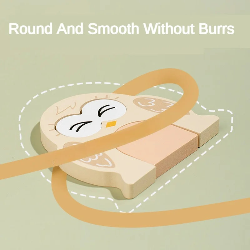 wooden owl puzzle round and smooth without burrs - TinyOwls: Montessori Puzzles | Owl Face Changing Puzzle - GadWitch Toys