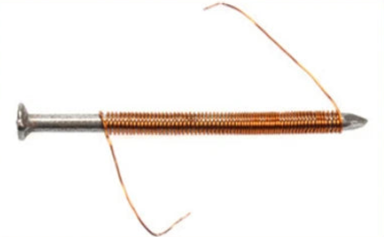 Wrap the enameled wire around the nail, the more the number of turns, the greater the suction.